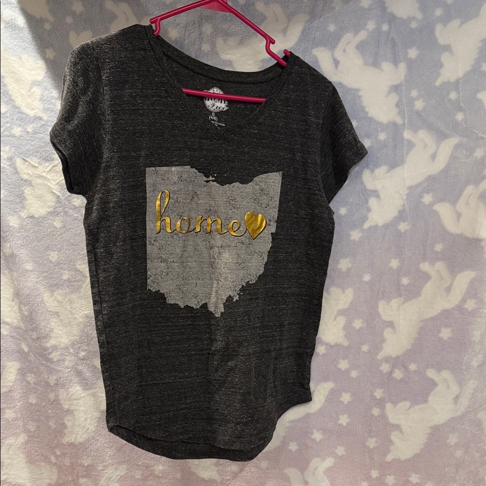 Charcoal Tee with Gold Heart Accent